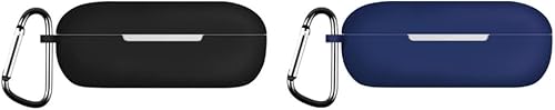 DAYJOY - Juego de 2 fundas protectoras de silicona suave compatibles con auriculares Huawei Freebuds SE, funda protectora con mosquetón (negro y
