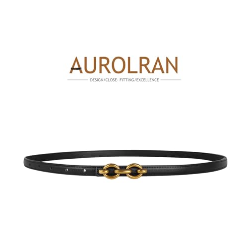 Image of Women's Fashion Classic Metal Buckle Leather Belt with Jeans Dress