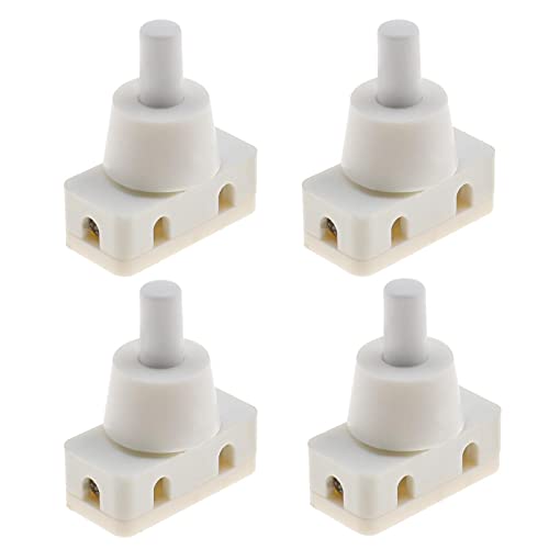 ECSiNG 4X Push Button Switch On/Off Recessed Pressure Switch with Thread and Screw Cap 220V~60HZ 10A for Desk Lamp Air Cooler Mounting Diameter White Plastic