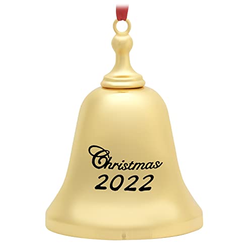 Holiday Jingle Christmas Ornament Gold Bell - Holiday Jingle Bell Ornament Christmas Bell Ornament 2022–Real Bell Christmas Decoration With Red Ribbon #TOP15