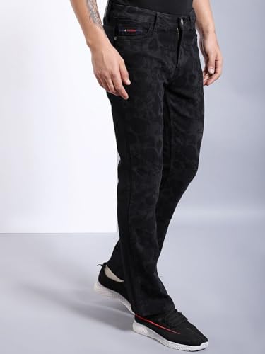 Image of The Indian Garage Co Men Bootcut Solid Mid-Rise Stretchable Jeans