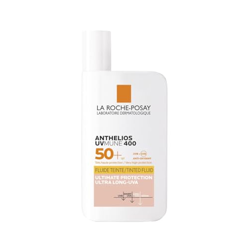 La Roche Posay Anthelios Invisible Fluid, Getönt UVMune 400 mit LSF50+, Sonnenfluid für empfindliche, zu Sonnenallergie neigende Haut, Mit Mexoryl und Netlock-Technologie, 50 ml