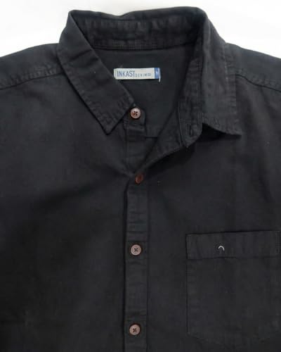 Image of Amazon Brand - INKAST Men Washed Cotton Twill Denim Casual Button Down Shirt | Full Sleeves | Regular Fit | Stylish Summer - Everyday Wear