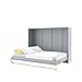 MEBLINI Schrankbett Concept Pro - Wandbett mit Lattenrost - Schrank mit Klappbett - Wandklappbett - Murphy Bed - Bettschrank - CP-04 - 140x200cm Horizontal - Grau Matt Mit Matratze