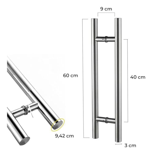 Puxador Para Porta Inox 304 Prata Pivotante 60cm Redondo