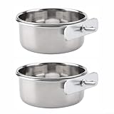 Vogelfutterschalen aus Edelstahl, für die tägliche Ernährung, rostfreie Futterspender, geeignet für Papageien, Kanarienvögel, Hamster und Frettchen (Einzellochdurchmesser 14 cm), 2 Stück