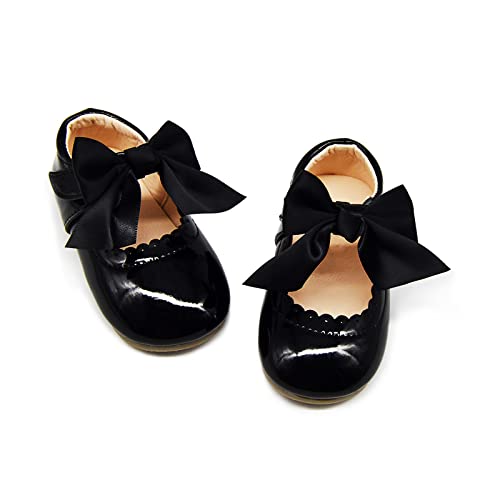 Timatego Toddler Baby Girls Dress Shoes Ballet Sparkle Wedding Party Princess Mary Jane Ballerina Flats Shoes For Girls, 4 Toddler, 06 Black #TOP4