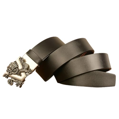 Men's Leather Ratchet Sliding Dress Casual Belt With V-Dragon Auto Buckle, Cut-to-Fit, 1 3/8" Wide (3.5cm)2