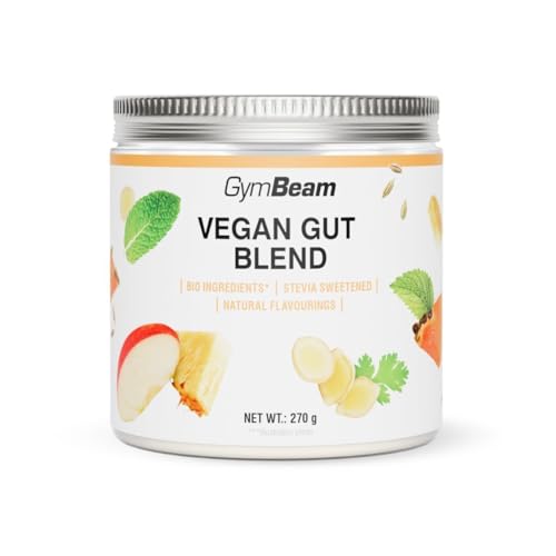 GymBeam Vegan Gut Blend - Miscela Probiotica Completa, 11 Ingredienti Funzionali con 8 Ceppi Probiotici (CFU), Inulina, Fibra di Mela e Finocchio, Bevanda Vegana, 270 g