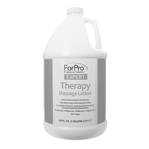 ForPro Expert Therapy Massage Lotion, Fragrance-Free, Relax Sore Muscles & Repair Dry Skin, Lightweight, Non-Greasy Formula, Paraben & Sulfate-Free, 1 Gallon (128 Ounces)