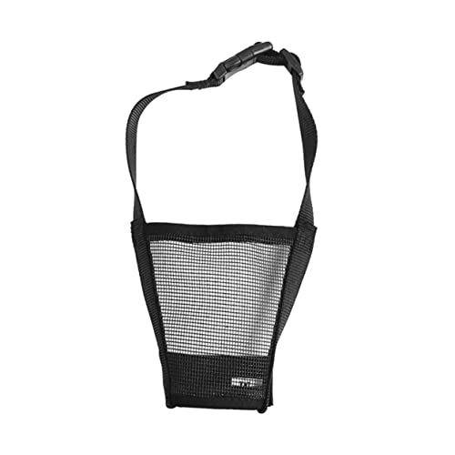 Mikikit Adjustable Nylon Dog Muzzle for Barking and Chewing Comfortable Safety Mouth Cover Fits Dogs Durable Black Mesh Design with Quick Release Buckle and Hook Loop Strap