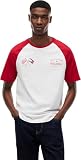 Tommy Hilfiger Unisex T-Shirt Kurzarm TH X Cadillac F1 Varsity Raglan aus Baumwolle, Mehrfarbig (White/Red), L