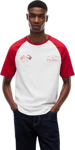 T-Shirt TH X Cadillac F1 Varsity Tommy Hilfiger unisexe en coton raglan style sport
