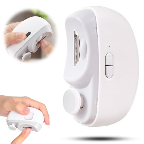 2025 New 3 in 1 Automatic Electric Nail Clipper with Polishing, Electric Nail Trimmer for Seniors Adults Baby, Electric Nail Clippers Nail File with Clip Storage & LED Light (White)