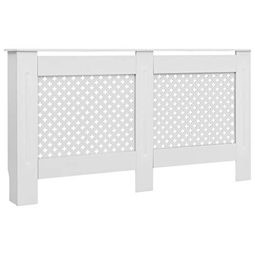 INLIFE Radiator Cover MDF with Matt Finished Slatted Design Heating Cabinet Smooth Top for Living Room Bedroom Furniture Decor 59.8\"x7.5\"x32.1\" Grid - Thumbnail 2
