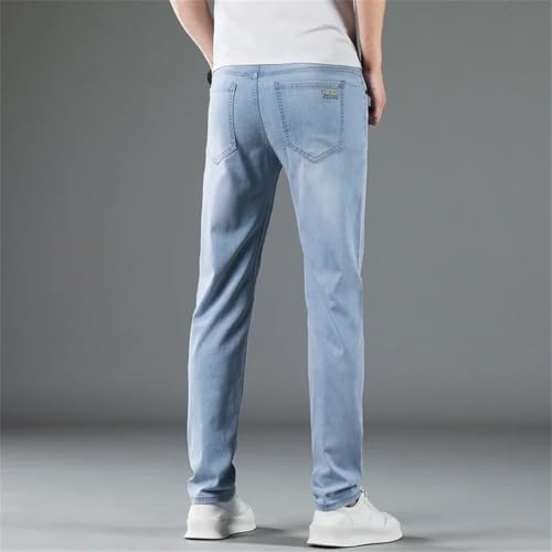 Men's Spring Summer Thin Lyocell Slim Jeans Clothing Korean Classic Straight Stretch Denim Trousers3
