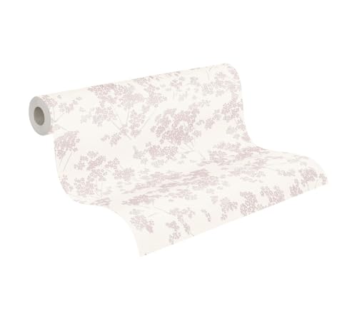 A.S. Création papel pintado no tejido con motivo floral en blanco, rosa - papel pintado decorativo 10,05 x 0,53 m Made in Germany - 395481