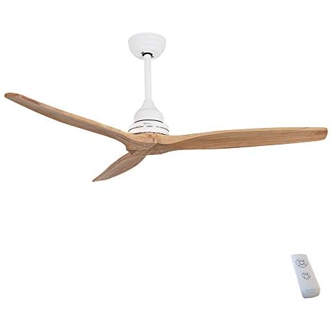 Cecotec EnergySilence Aero 590 Deckenventilator, 70 W, niedriger Stromverbrauch, 3 Flügel, 132 cm Durchmesser, Kupfermotor, 3 Betriebsgeschwindigkeiten, 6 Stunden-Timer, Fernbedienung (Weiß/Buche) Cover
