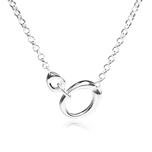 925 Sterling Silver O-shaped Hollow Pendant Necklace Stylish Dainty Silver