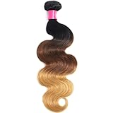 Ombre Human Hair Bundles 1b/4/27 Three Tone Brazilian Ombre Body Wave One Bundle 18inch 100% Unprocessed Virgin Human Hair Bundles Weaves Extensions for Women
