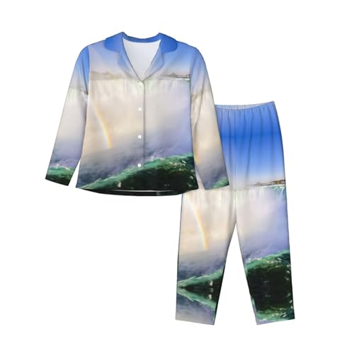 Pyjama imprimé Niagara Falls EdWal ensemble haut de gamme en maille fluide pour femme