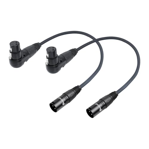 Devinal Right Angle XLR Cable, Adjustable-Angle Female to Straight Male Microphone Mic Cable Cord, 90 Degree XLR Female Adapter for Sound Devices Mixer Recorder - 1 FT 2 Pack
