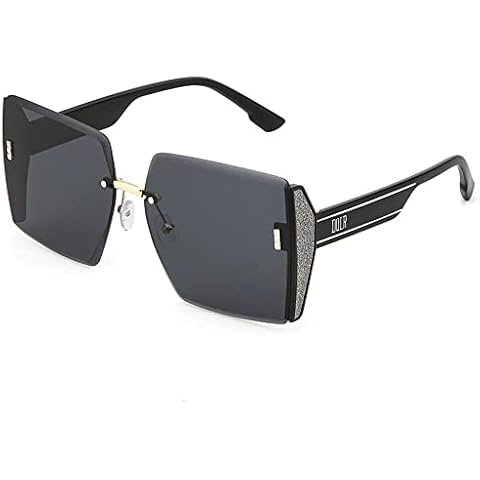 MYSNKU Sunglasses for Women Classic Retro Borderless Tinted Glitter Frame Stylish Inspired (black) Cover