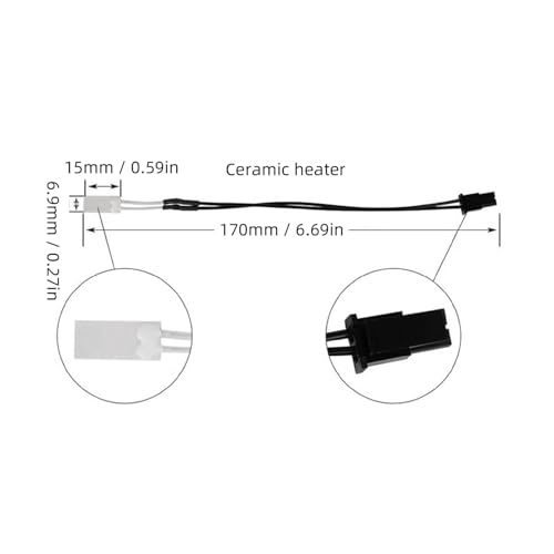 QIDI Ceramic Heater for QIDI X Plus3 Smart3 Maximum3 Q1 Pro and other 15x6.7x1.25mm Ceramic Piece 170mm Wire Length 24V 80W 300℃ Quick Replacement