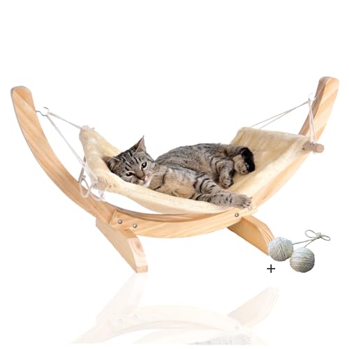 Rohrschneider Katzenhängematte Cat Relax | Hängematte Katze (Beige)