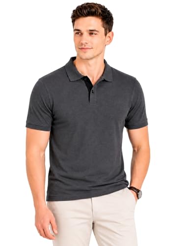 Image of Men's Solid Polo T-Shirt | Short Sleeve | Regular Fit | Soft Breathable Fabric | Casual & Smart Wear | Button Placket Collar Top |