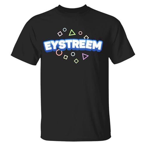Eystreem Merch Eystreem Text Blue T Shirt Black T Shirt (Black, L)