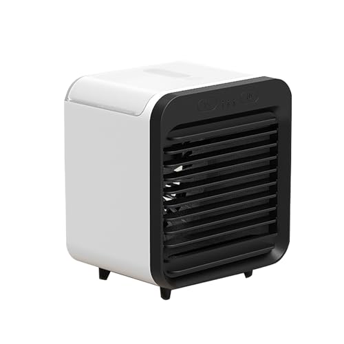 Portable Air Cooler Fan - Small Desktop Water-Cooled Evaporative Air Conditioner with Ice Box, Rechargeable Battery Powered Mini Fan, 3 Adjustable Wind Speeds