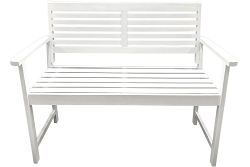 Kynast Garden Akazienholz Gartenbank 2-Sitzer weiß lackiert 120 x 90 cm Holzbank