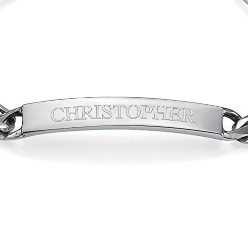 Mynamenecklace Myka Men Personalized Signature Id Bracelet-Sterling Silver 925/Gold Plated Custom Jewelry For Him (Silver 925- Christopher) #TOP1