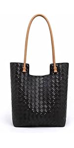Genuine Leather Women&#39;s Tote Bag - Large Capacity Woven Design with Soft Handle, Stylish Shoulder...