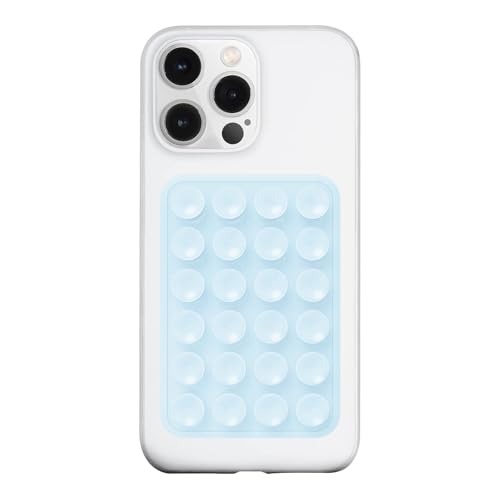 LvShuLiangPin Anteel Silicone Suction Phone Case Mount Silicon Adhesive Phone Accessory for Smartphones Hands-Free Mirror Shower Phone Holder for Selfies Tiktok Videos (Blue Glitter)