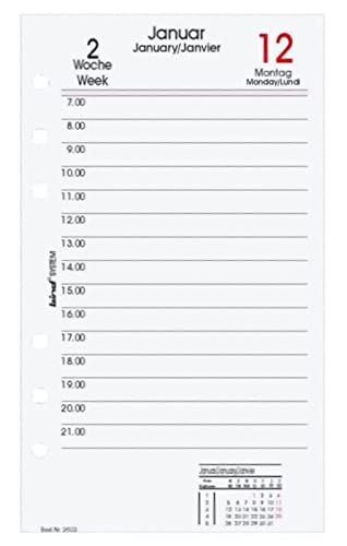 BIND B260226 Kalendereinlage für Managerkalender A6, Timer Einlage für Kalender Jahr 2026, 1 Woche / 2 Seiten, Terminkalender mit System, Kalendarium für bind Systemplaner und Standard Timeplaner