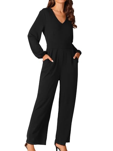 Seta T Women's V Neck Long Sleeve High Waist Wide Leg Casual Jump...