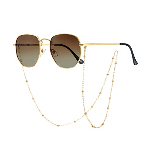 Veda Tinda Vision Sunglasses for Women Trendy Retro 70s 90s Womens Oval and Square Shades UV400 Protection with Glasses Chain