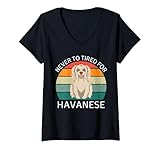 Photo Gallery donna vintage mai stanco per havanese retro havanese lover maglietta con collo a v Photo Gallery donna vintage mai stanco per havanese retro havanese lover maglietta con collo a v