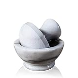 Mortier Champignon de Cuisine Marbre Blanc Fabriqué en Italie 10 cm