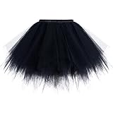 Dressystar Women Tutu Petticoat Skirt Vintage 1950s Short Tulle Ballet Basic Skirt LXQC Black M