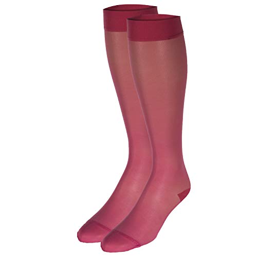 Image of Truform Sheer Compression Stockings, 15-20 mmHg, Women's Knee High Length, 20 Denier, Pink, Large