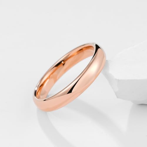 Image of King Will Men's Women's Tungsten Carbide Ring 24k Gold Plated Rose Gold Plated Domed Polished Finish Wedding Band