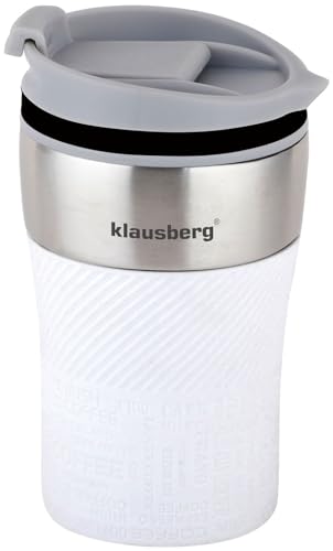 Klausberg KB-7623 Gobelet isotherme de voyage en acier inoxydable 18/8 Blanc 280 ml