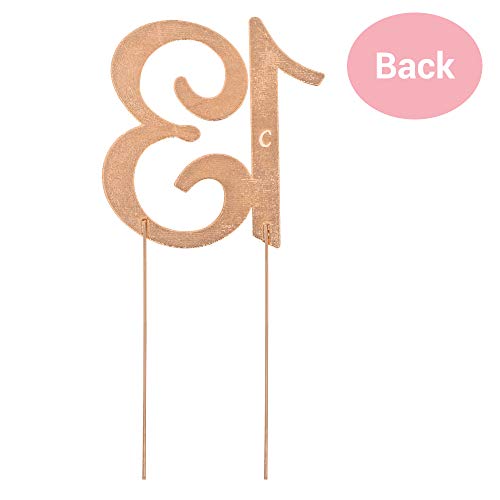 13 Cake Topper - Premium Rose Gold Metal - 13Th Birthday Party Sparkly Rhinestone Decoration Makes A Great Centerpiece - Now Protected In A Box #TOP7