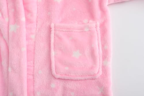 Image of Girls Soft Fleece Robes Plush Hooded Bathrobes Sleepwear for Kids 2-16 Years