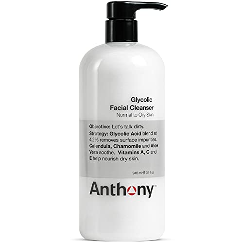 Anthony Glycolic Facial Cleanser for Men, Daily Exfoliating & Hyd...
