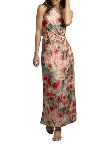 David's Bridal One-Shoulder Charmeuse Sheath Dress with Cutout