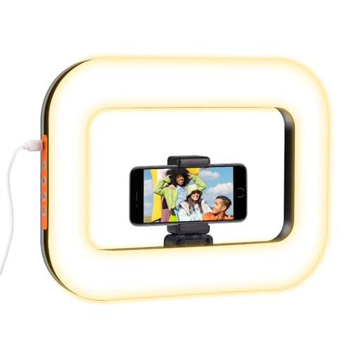 PIOENIMAGE Rechargeable Portable Ring Light for Phone, LED Smartphone Light, Phone Video Stabilizer, Square Ring Light for Photography, Video Recording, Live Stream - image 1